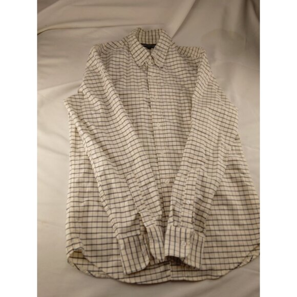 Mens J Crew Mercantile Flex Button Up Shirt Size M Medium Beige Blue Long Sleeve - Picture 1 of 3